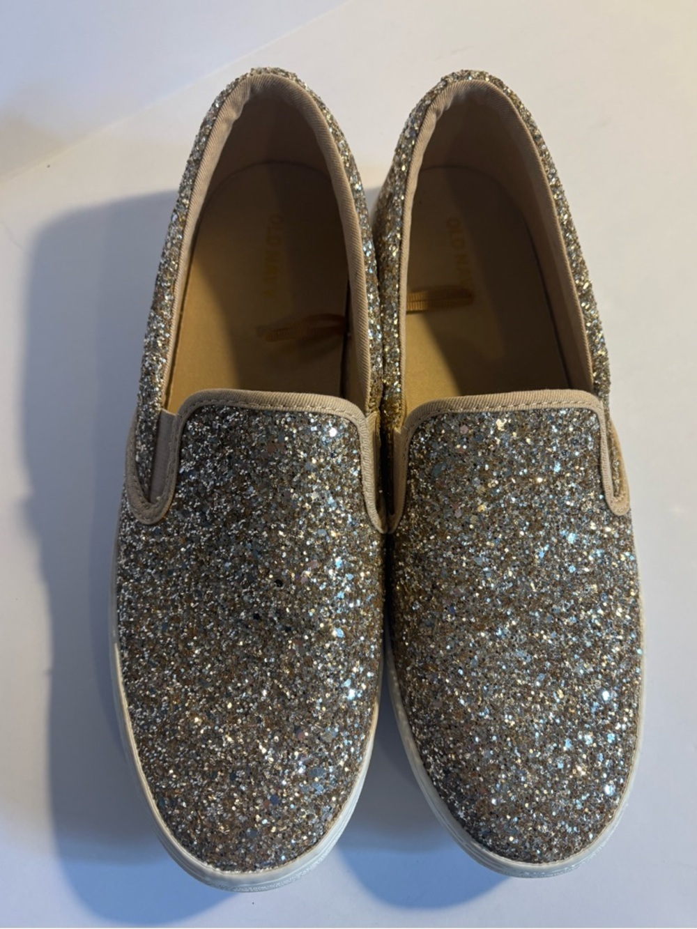 Old Navy Glitter Slip-On Sneaker, Gold Glitter, women’s size 10. - Picture 2 of 10